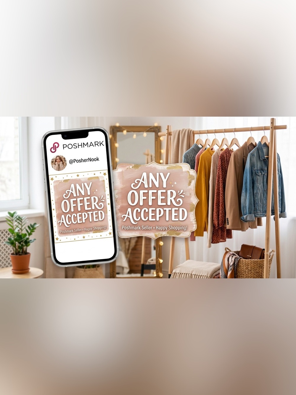 Any Offer Accepted Sign - Blush Pink & Gold
